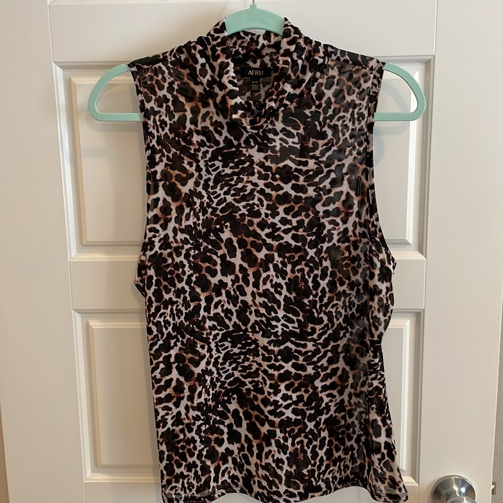 AFRM Mock Neck Sleeveless Mesh Top
